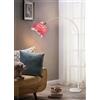 TEKHOME D26-RS Lampada da Terra con Paralume in Piuma Rosa - Design Moderno Decorativo, Attacco E27 Max 60W, Arco Curvo, Lampada da Pavimento per Soggiorno e Camera