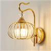 Mengjay Cristallo Luce da Parete, Lampada Moderno Stile Ciondolo di Cristallo, Lampada per Camera da Letto, Corridoio, Soggiorno, Portalampada E27, Lampadina non inclusa (D'oro)