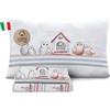 HomeLife Set Lenzuola Una Piazza e Mezza Cotone Made in Italy | Lenzuola Letto Francese, 1 Piazza e Mezza Fantasia | Lenzuolo Sopra, Sotto con Angoli, Federa | Gufi, Rosso