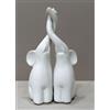 Generico Coppia armoniosa di elefanti in ceramica lucido - Scultura moderna, coppia di due singoli elefanti - Statuetta decorativa alta 15 cm - Elefante come perfetta idea regalo, bomboniera (bianco e bianco)