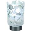 Hervit Lampada da Tavolo in Vetro con Decoro Floreale Botanic Senza Fili - Lampada da Scrivania - Punto luce comodino abat-jour di Design Funzionamento a Batterie - Ø10x15cm