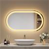 EMKE Specchio Ovale da bagno con illuminazione 50x90 cm, 3 colori di luce regolabili, Anti-Appannamento, Interruttore touch, Funzione memoria, Specchio LED da bagno, luminosità regolabile