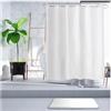 Hayrets Tenda da doccia bianca extra larga, 250 x 230 cm, per vasca da bagno e doccia, in tessuto antimuffa e impermeabile, 100% poliestere, lavabile con anelli per tenda