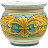 Sicilia Bedda - VASO IN CERAMICA SICILIANA - Prodotto Artigianale di Alta Qualità - Altezza 14 CM Diametro 15 Cm (Maioliche Verdi)