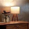 lux.pro Lampada da Comodino - Altezza 33 cm - Lampada da Tavolo Lampada a Treppiede in Legno con Paralume Circolare in Tessuto - color Sabbia