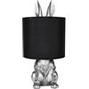 Brubaker Lampada da Tavolo o da Comodino Coniglio Dorato - Lampada da Tavolo con Base in Ceramica e Paralume in Tessuto - Altezza 42 cm, Nero Argento