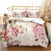 Tomifine Copripiumino Set Rose Flower Stampa Romantico Floreale Biancheria da letto Set Fiori Modello Copripiumino con federe in microfibra (Singolo 135x200 cm,Rosso Viola)