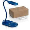 Auraglow - Lampada da tavolo flessibile a LED con 3 modalità di illuminazione e caricabatterie rapido Qi wireless per smartphone da 10 W, colore blu, confezione da 1