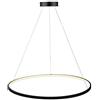 AIRUI 1-Luce Cerchio Lampada a Sospensione LED Metallo Acrilico Lampadario Moderno Sospeso Regolabile Luce Pendente per Soggiorno Camera da Letto Cucina,Black+WarmLight-80cm