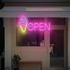 KADAFAGO Cartello a LED Neon Aperto con Design di Cono di Gelato, Alimentato da USB, Luce al Neon in Plastica da Parete, Controllo con Interruttore, Decorazione per Stanza Multiuso, Cartello per
