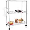 casa pura Carrellino Salvaspazio Cucina - Carrello Portavivande e Portabottiglie in Metallo | Scaffale Metallicon Mobile con 3 Ripiani Grigliati, 1 Maniglia