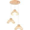 LIGKIN 3 Luci Lampadario in Bambù Intrecciato a Mano Lampade a sospensione Vintage Paralume in Rattan E27 Lampada da soffitto Legno Illuminazione per Soggiorno Camera da letto Ristorante