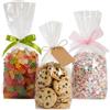 RFD Buste Trasparenti con Fondo Quadro Bianco - 100 Sacchetti Per Alimenti 10+6x30 cm - Biscotti, Confetti e Caramelle - Per Feste ed Eventi - RFD