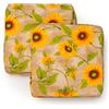 PARAMAISON Cuscini Coprisedia Shabby Chic Country Girasole Beige, Imbottito, con Fascia Elastica, Sfoderabile, 40x40 cm, Set da 2 pezzi