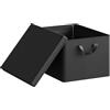 WOLTU Scatola Portaoggetti, Set di 1 Contenitori per Armadio, Scatola con Coperchio Rimovibile, Organizer con Maniglie Pieghevole, in Tessuto, Nero, 43x33x26 cm