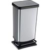 Rotho Paso Pattumiera 40l con Pedale e Coperchio, Plastica, Argento, 35.3 x 29.5 x 67.6 cm