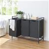 [en.casa] Mobile Portabiancheria con Ripiano e 3 Scomparti Estraibili per Bucato Sacchi Rimovibili con Capienza 3x 45 L - Nero