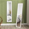 HOMCOM Specchio da Terra con Luci LED Regolabili, 3 Colori, 40x160 cm Specchio da Parete e Autoportante a Figura Intera in Vetro Temperato e MDF con Funzione Memory, per Soggiorno, Grigio