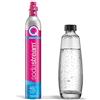 SodaStream Confezione di riserva QC con 1 Cilindro Quick Connect CO2 (resa: 60L) e 1 Bottiglia di Vetro da 1,0 l, Rosa, 27,5 x 16 x 44, 1053400490