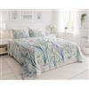 Tex family Set Lenzuolo Copriletto con Balza Matrimoniale 250x290 + 2 Federe 50x80, 100% Cotone, Fantasia Mare Blu