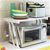 HUOLE Scaffalatura Mobile Scaffale Porta Microonde Struttura in Metallo con Ripiano in Legno MDF Organizer Mensola per Utensili Strumenti Cucina Design Moderno-57 * 38 * 38 cm Z-Bianco