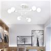 Mengjay Plafoniera Industriale, E27 Plafoniere da Soffitto Vintage,6 Luci Lampada da Soffitto Industriale in Metallo,Lampadario Sputnik Plafoniere per Soggiorno Cucina Camera da Letto (Bianco)