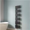 EMKE Scaldasalviette termoarredo piatto,Termoarredo da Bagno,1599 x 400 mm,Nero,collegamento laterale,684W,radiatore scaldasalviette ad acqua calda