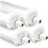 HOFTRONIC - 4x Plafoniera LED Impermeabile per soffitto IP65 150 cm - 48 W 5760 Lumen - 6400 K luce Bianca Fredda - Collegabili - IK07 - Lampada per Garage Cucina Officina Ufficio Bagno Magazzino