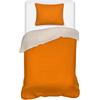Morbidissimi Set Copripiumino Bicolore 100% Cotone, sacco e 1 federa Double Face, 100% Made in Italy, Singolo, Arancione-Panna