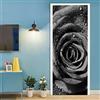 A.Monamour Adesivo Porta Autoadesiva 3D Rosa Grigia Nera Con Gocce D'Acqua Vinile PVC Adesivi per Porte Interne Pellicola Adesiva Poster Sticker Murale Parete Carta da Parati
