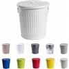 Jinfa Bidone latta con coperchio e manici in stile americano | Bianco | Ø 36 cm, h 36,5 cm | Capienza 35 litri