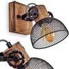 hofstein Lampada da parete Orny, lampada da parete dal design vintage in legno/metallo in marrone/nero con paralume in lattice ottico, lampada con travi in legno, 1 x E27,senza lampadina/e