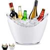 Virsus Secchiello Portaghiaccio Ovale 90096, misura 34,5x26x24 cm, capacità 8 Lt, secchio in plastica per ghiaccio, 2 Maniglie, secchiello per bottiglie Vini, Champagne per feste ed eventi -C (Bianco)
