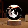 Generic Sfera di cristallo 3D con luce notturna, base in legno, sfera di vetro con luce notturna, spazio espositivo a LED per fantasia, camera da letto e decorazione per ufficio. (Moon Girl)