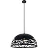 TEKHOME Lampada a sospensione a cupola in metallo industriale regolabile in altezza E27 Base Lampadario ritagliato per isola cucina, camera (NERO)