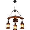 Jatwefiv Lampadari Industriale retrò Regolabile in Altezza Luci a Sospensione Legno Rustic con E27 Lampadario Loft con Paralume Vetro per Sala Pranzo Cucina Café,D