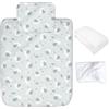 baby idea Babysanity Lenzuola Next To Me Compatibili 4 pezzi: Federa Cuscino, Piumino, Copripiumino, Lenzuolo Angoli per Culla Lettino Neonato - Chicco Kinderkraft Cam Brevi OEKO-TEX (Orso Luna Grigio)