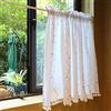 A.Monamour Tenda Corta per Finestra Piccola - Ricamo Di Fiori Botanici in Cotone Bianco - Tendina da Cucina Bistrot Caffè - Mezza Tenda Mantovana a Vetro, Pannello, Porta Armadio