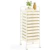 COSTWAY Carrello con 10 Cassetti da Stoccaggio, Cassettiera di Metallo e Plastica, Contenitore Multiuso con Ruote a Freno, per Casa e Ufficio (Bianco)