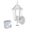 V-TAC Portalampada Lanterna Facing Up Alluminio e Vetro Ip44 Bianco E27