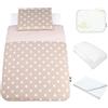 baby idea Babysanity Lenzuola Next To Me Compatibili 5 pezzi: Cuscino Neonato Federa Cuscino Piumino Copripiumino Lenzuolo Angoli per Culla Lettino Neonato Chicco Kinderkraft Cam Brevi OEKO-TEX (Stella B)