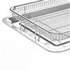 Drivstraw Cestello per friggitrice ad aria in acciaio inox per forno, 40 x 30 x 5,5 cm, vassoio da cottura a fondo piatto con 30 fogli di carta da forno - Lavabile in lavastoviglie, per uso alimentare