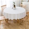 CIEEIN CIEHT Cotone Lino Tovaglia Rotonda Diametro 90cm-280cm Lavabile Lavatrice Hotel Ristoranti Conferenze Eventi Feste Copritavolo Bianco Diametro 120cm