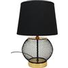 Arnusa Lampada da tavolo nera oro rotonda 25 x 38 cm con paralume nero lampada comodino elegante lampada da tavolo E27 senza lampadina