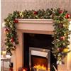 HomeZone Ghirlanda natalizia decorativa a LED, lussuosa, 2,7 m, pino, funzionamento a batteria e a corrente, decorazione realistica per le feste, per camino e scale (spolverata di neve, a batteria)