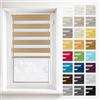 Estika Tenda a rullo giorno e notte senza forare, montaggio 2 in 1 (fissaggio a morsetto o a soffitto/parete) - 75 x 120 cm - Crema di noci - per interni, semi-trasparente