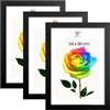 MG Design Set da 3 cornici portafoto 24 x 30 cm - Cornici in legno Nero con vetri acrilici infrangibili, verticale e orizzontale, da appendere e da appoggiare