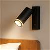 TEKHOME Applique da parete orientabile con interruttore | Attacco GU10 | Lampada da muro in alluminio sabbiato | Design moderno | Disponibile in bianco e nero (lampadina non inclusa) MR-02 (NERO)