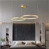 FUMIMID Lampadario Sospensione LED Lampada Soggiorno Lampadario Dimmerabile Con Telecomando Lampade Sospensione Moderne Tavolo Pranzo Soffitto Luminoso Acrilico Rotondo in Alluminio,D'oro,2 laps 40+60cm
