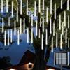 Aglow.it Luci a Pioggia di Meteoriti Led, Catena luminosa Solare 10 Tubi di 30cm con 360 Led, Luci da Pioggia Cadenti Impermeabili (Bianco)